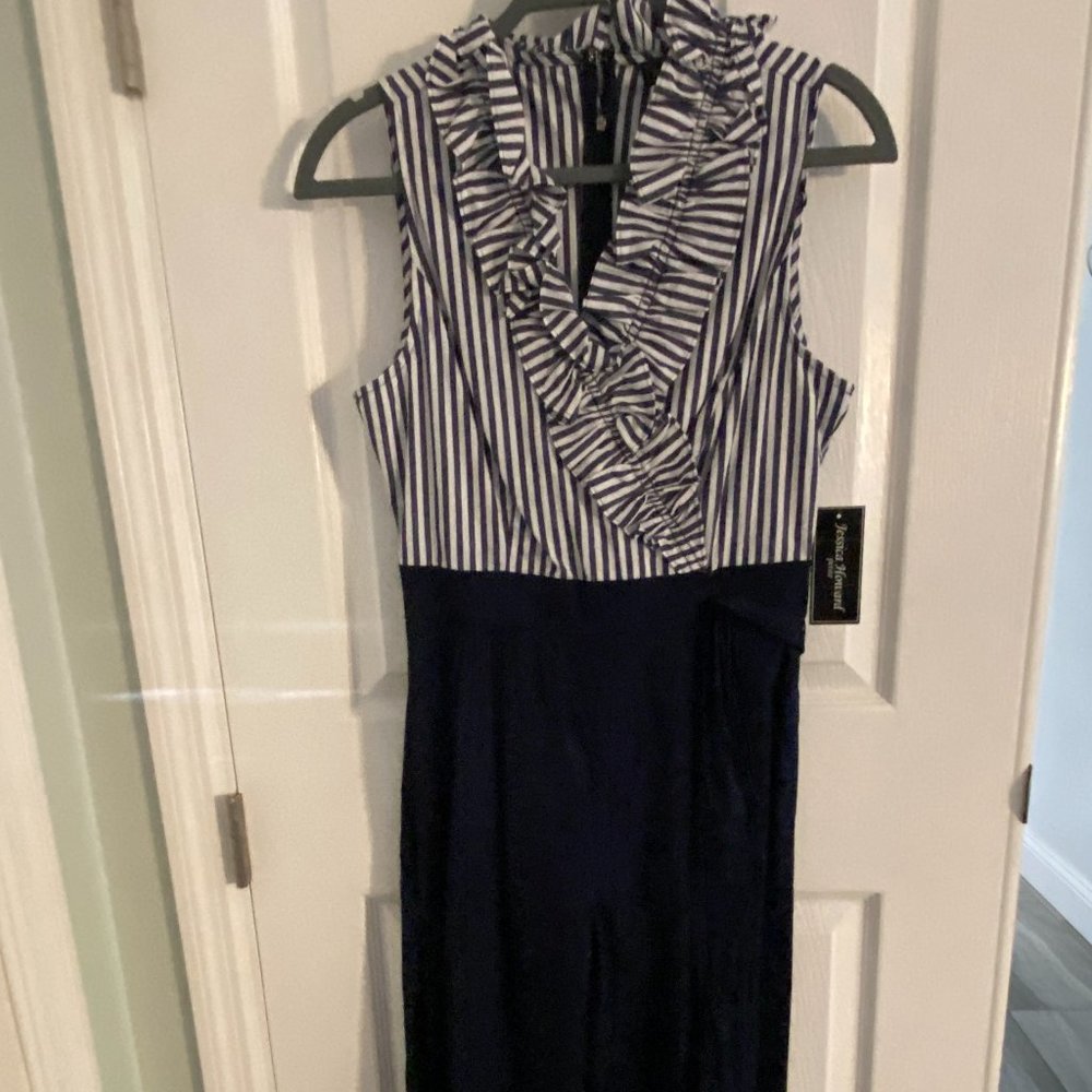 Jessica Howard Blue and White Jumpsuit Size 4P NWT